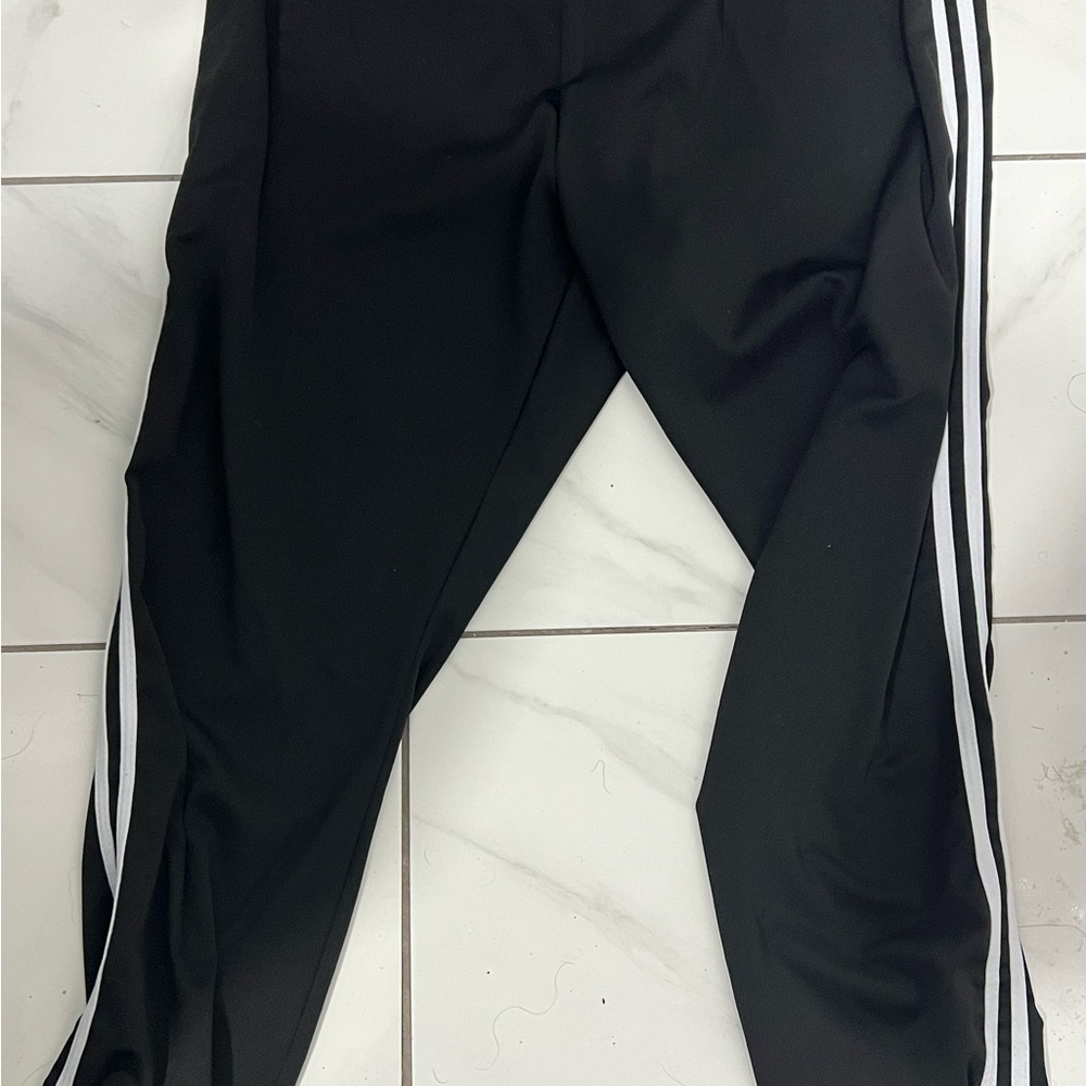 Black Track Pants with White Stripes